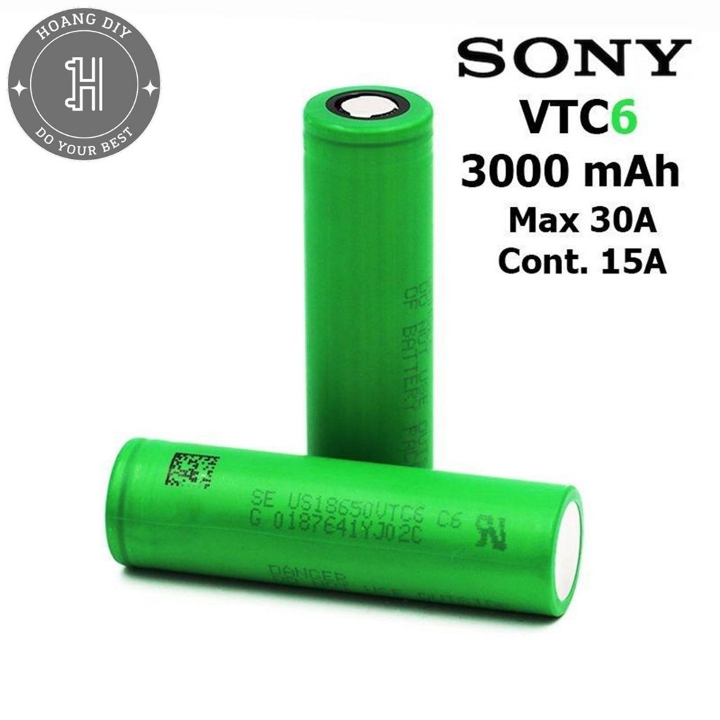 Cell SONY VTC6 dung lượng 3000mah, xả 30A. Mới 100%
