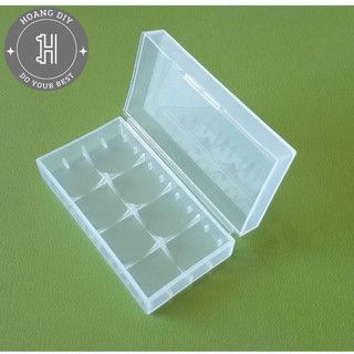 Hộp đựng 2 cell pin 18650 bằng nhựa trong suốt.