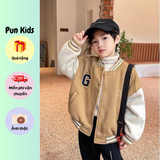 Áo khoác bomber bóng chày chữ G cho bé trai từ 18-38kg
