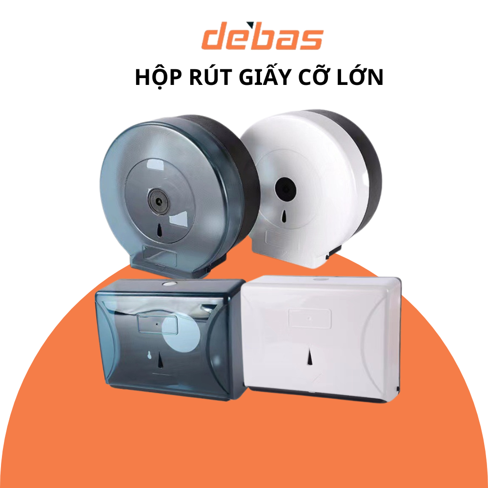 Hộp đựng giấy vệ sinh nhựa ABS tròn cuộn lớn công nghiệp công cộng gắn tường Debas H102C