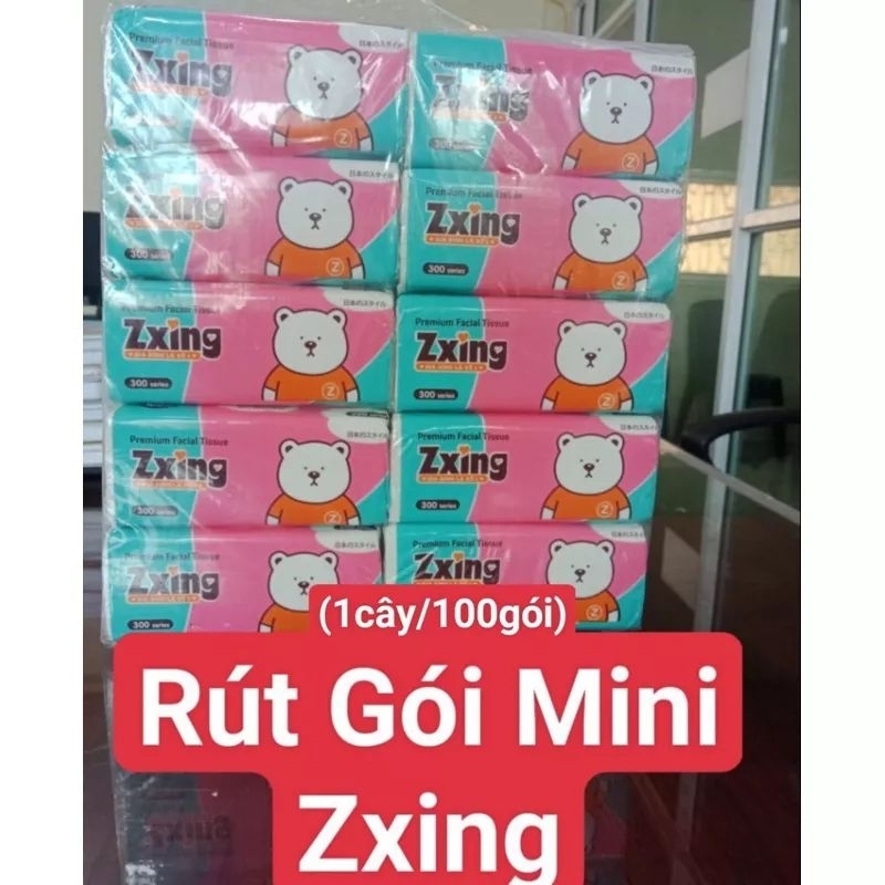 Giấy ăn gấu trúc zxing rút lụa chính hãng, giấy rút lụa không chất tẩy trắng bịch 10