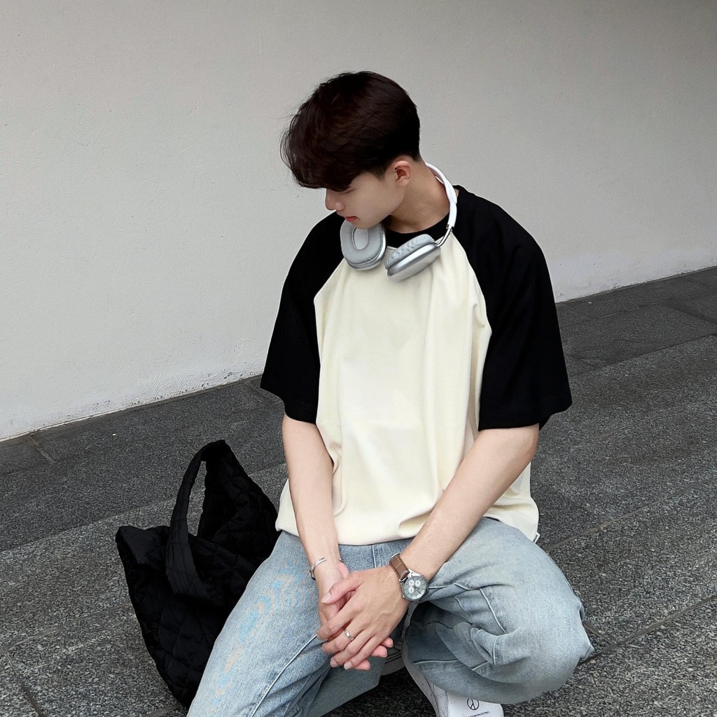 Áo thun RAGLAN  TRƠN PATOMI.STUDIO , Áo thun unisex nam nữ form rộng oversize chất liệu 100% Cotton