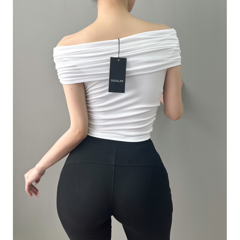 Áo trễ vai croptop ANNAKIKI chất cotton ôm body - A118