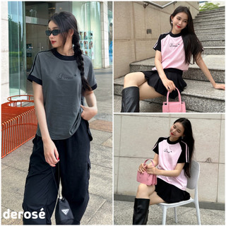 LINE Ver.01 DEROSE BABYTEE - Áo thun baby tee viền tay áo phối màu