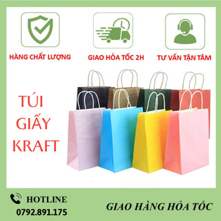 Túi giấy kraft trơn cao cấp m01 - nhiều màu
