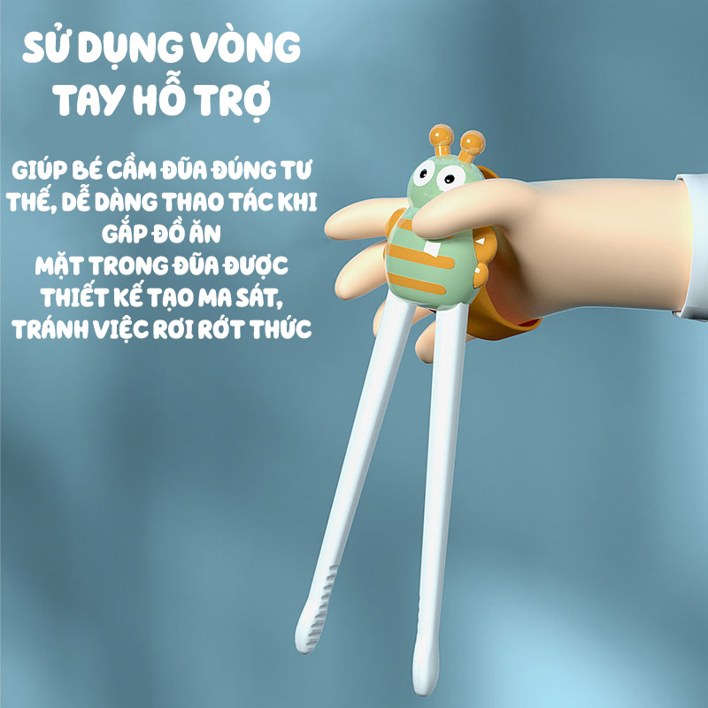 Đũa Tập Ăn Dặm Cho Bé Hình Con Ong, Đũa Misuta Chất Liệu ABS Có Quai Cầm Chống Rơi An Toàn Khi Sử Dụng Lamkids