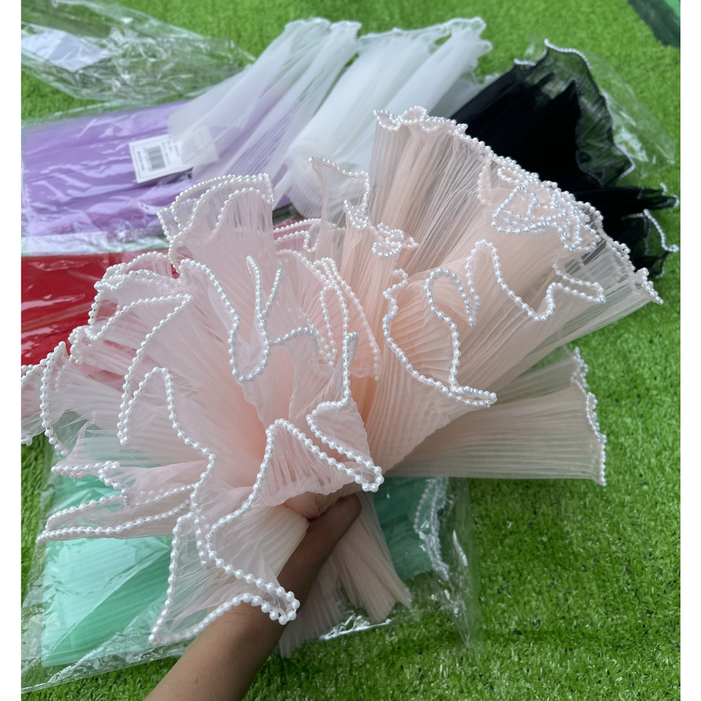 Voan ngọc gói hoa, trang trí hoa, trang trí bó hoa