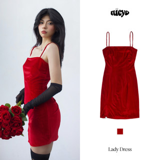 Đầm ôm body hai dây nhung đỏ cho nữ Lady Dress NIEYO MADE