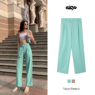 Quần ống suông lưng cao màu nâu/xanh mint cho nữ Nieyo Pantco-NIEYO MADE