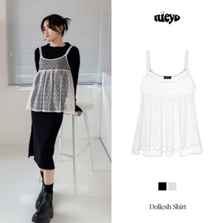 Áo form baby doll bằng ren màu trắng/đen Dollesh Shirt NIEYO MADE