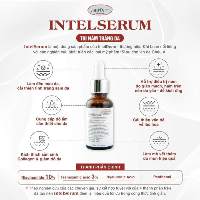Serum Iltel.serum với Niacinamide 10% kết hợp trannexamic 3% giảm nám , sáng da mờ thâm mụn hiệu quả