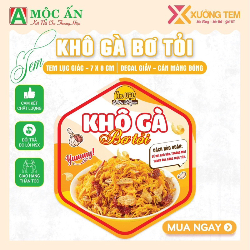 55 Tem Dán Các Loại Khô Gà, Khô Bò, Khô Các loạiMẫu in đẹp , Hàng có sẵn