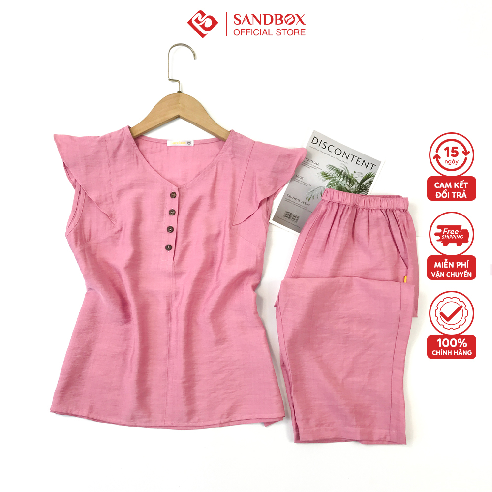 Đồ bộ nữ SANDBOX bộ mặc nhà chất Đũi cao cấp, thiết kế quần lửng, thanh lịch, trẻ trung BDL23001