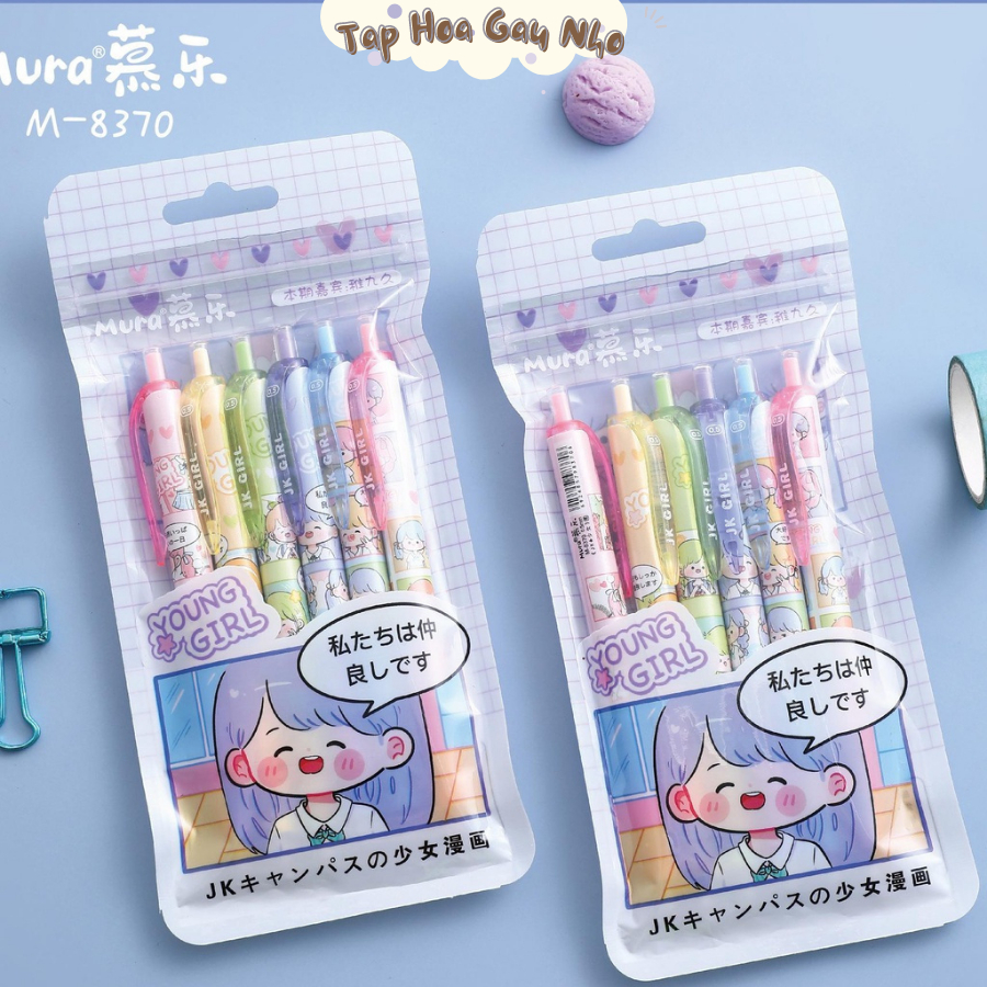 Bút gel MURA-8370 Young Girl mực đen [Taphoagaunho]