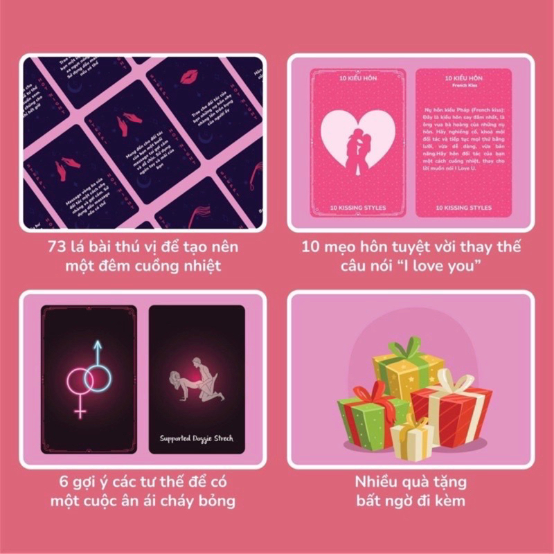 Bộ bài drinking game Hot Night STEPPI cho cặp đôi hẹn hò 73 lá
