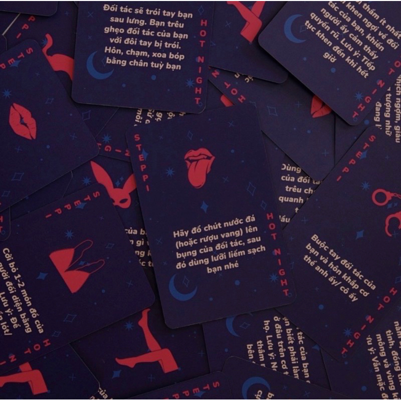 Bộ bài drinking game Hot Night STEPPI cho cặp đôi hẹn hò 73 lá
