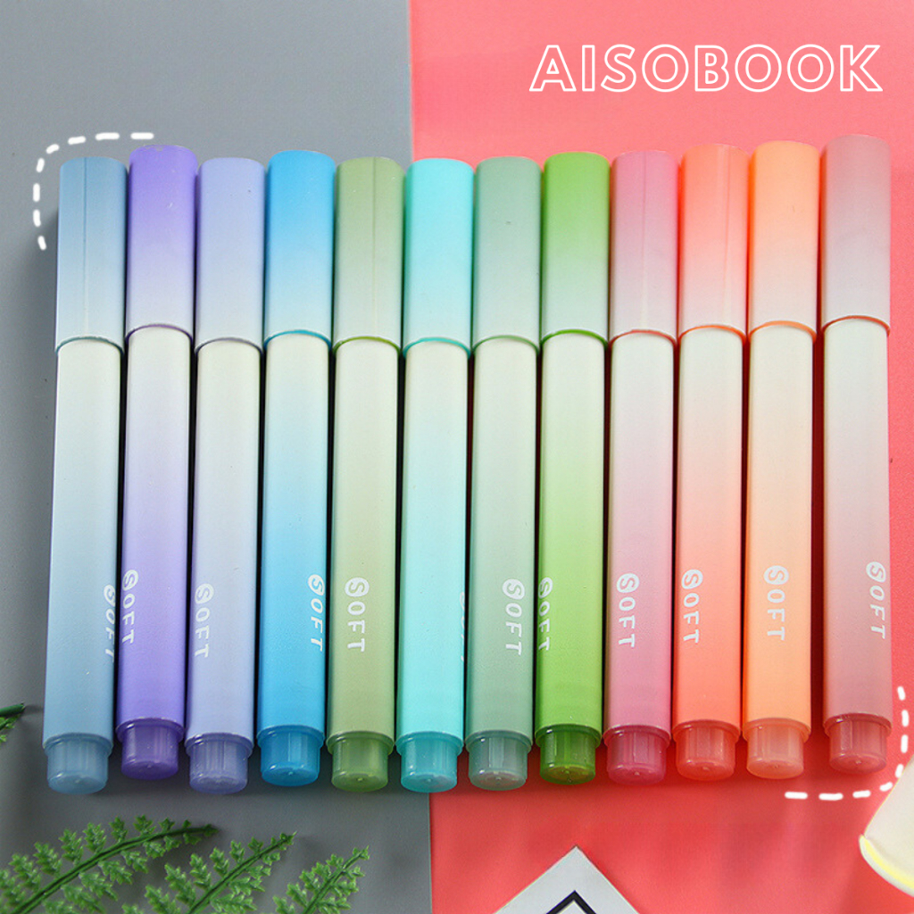 Bút Dạ Quang Bút Đánh Dấu Highlight Set 4 Màu Ngòi Mềm Màu Gradient Cho Học Sinh Sinh Viên Aisobook - BUTNHO