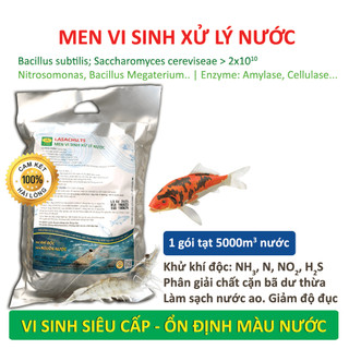 Vi sinh xử lý ao nuôi Tôm, Cá. Ổn định màu nước. Làm sạch đáy ao. Cân bằng pH. Ức chế tảo lam, khử khí độc