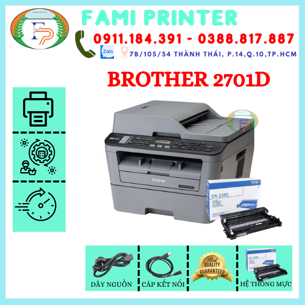 Máy in Brother 2701d - in 2 mặt tự động - copy - scan máy in văn phòng tiện lợi tốc độ in nhanh chóng