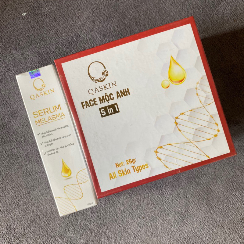 COMBO kem dưỡng trắng FACE MỘC ANH + SERUM MELASMA căng bóng da QASKIN