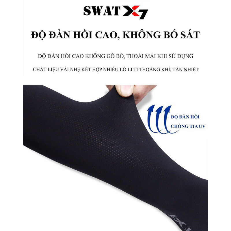 Găng tay, bao ống tay dài Swat X7 chống nắng tia UV cao cấp giá rẻ thoáng mát mùa hè nam nữ màu xám size lớn nhỏ cao cấp