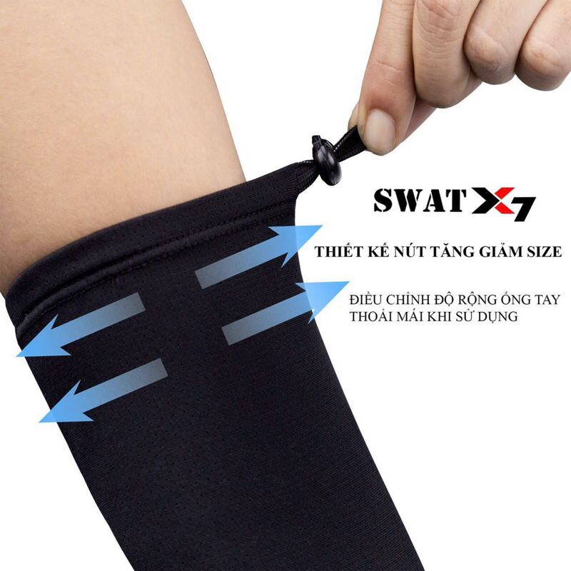 Găng tay, bao ống tay dài Swat X7 chống nắng tia UV cao cấp giá rẻ thoáng mát mùa hè nam nữ màu xám size lớn nhỏ cao cấp