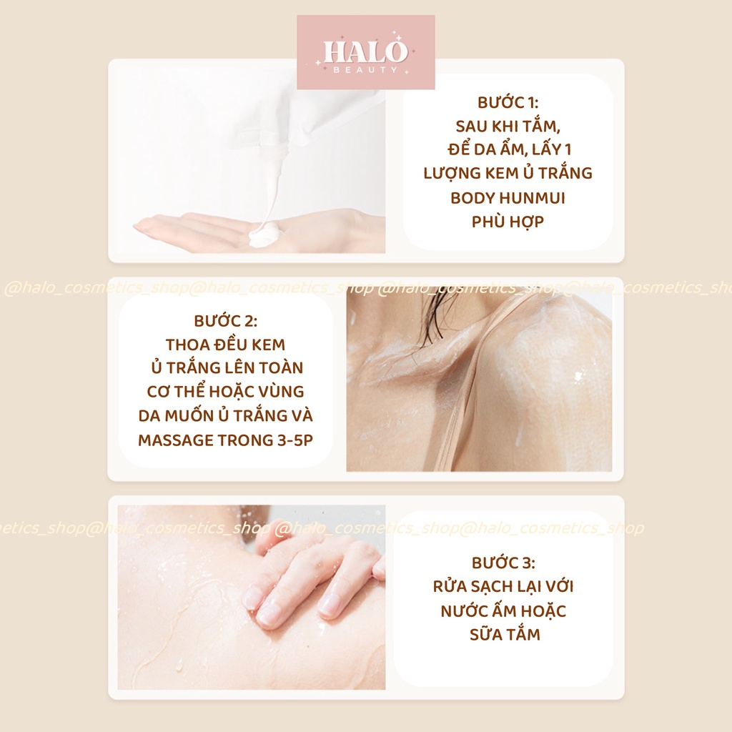 Ủ trắng hunmui, kem ủ trắng body toàn thân trắng da mềm mịn dưỡng da tay, chân