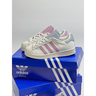 Giày thể thao Adidas Super star trắng hồng nhạt _ Giày das Sò xám sọc tím_ Adidas super star blue pink