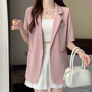 Áo vest, blazer BẢO KHÁNH SHOP áo khoác vest cộc tay dáng suông cơ bản 1 cúc vạt bầu cong 1 lớp 229