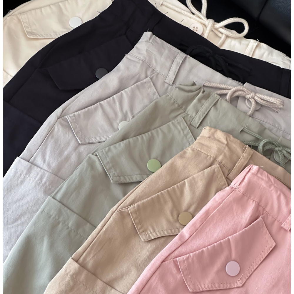 Chân váy LYRA chữ A 4 túi trước dây rút eo chất kaki trơn phong cách trẻ trung, năng động - CSYCN0148