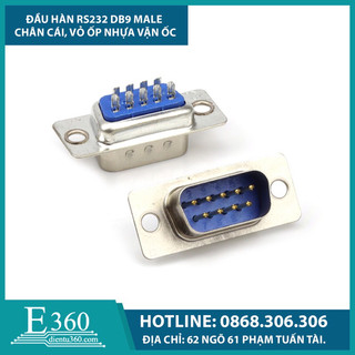 Đầu hàn rs232 db9 male chân đực, vỏ ốp nhựa vặn ốc