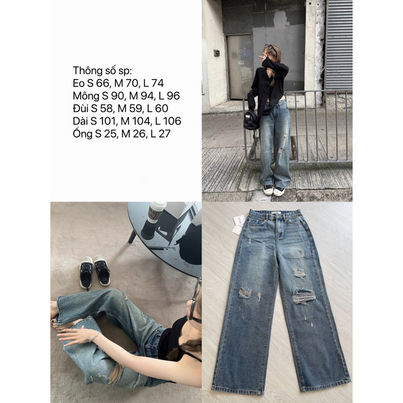 NEW IN - QUẦN JEANS SUÔNG TÚI RÁCH
