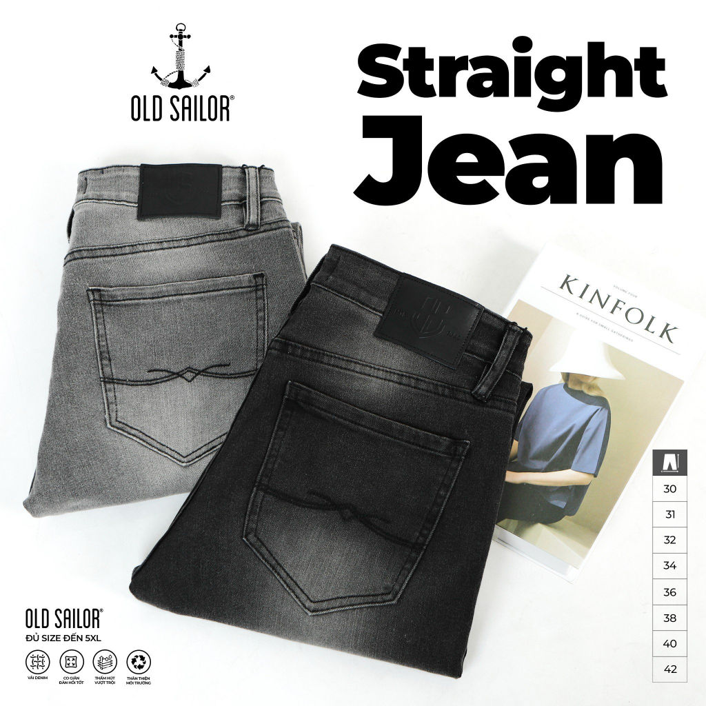 Quần jean nam ống suông Old Sailor - OSL STRAIGHT JEANS - Big size upto 42