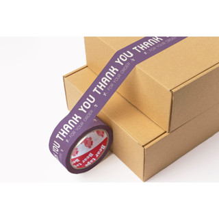  1 cuộn băng keo màu tím in chữ Thank you 48mm 