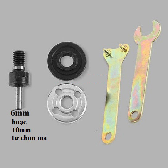 Bộ phụ kiện trục 6mm 10mm chuyển đổi máy khoan thành máy cắt ,cưa ,mài