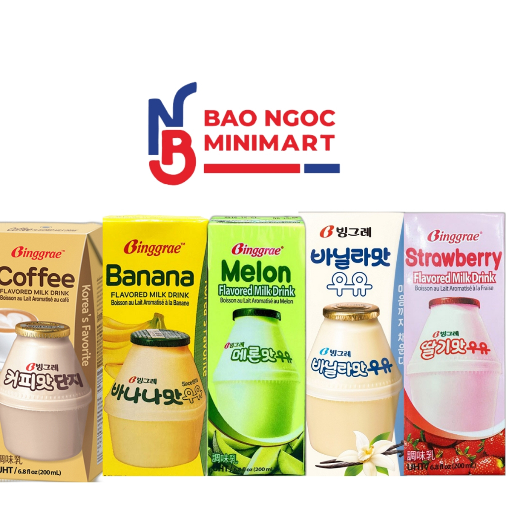 Date 2024| 1 hộp Sữa Binggrae hoa quả 200ml các vị - Hàn Quốc