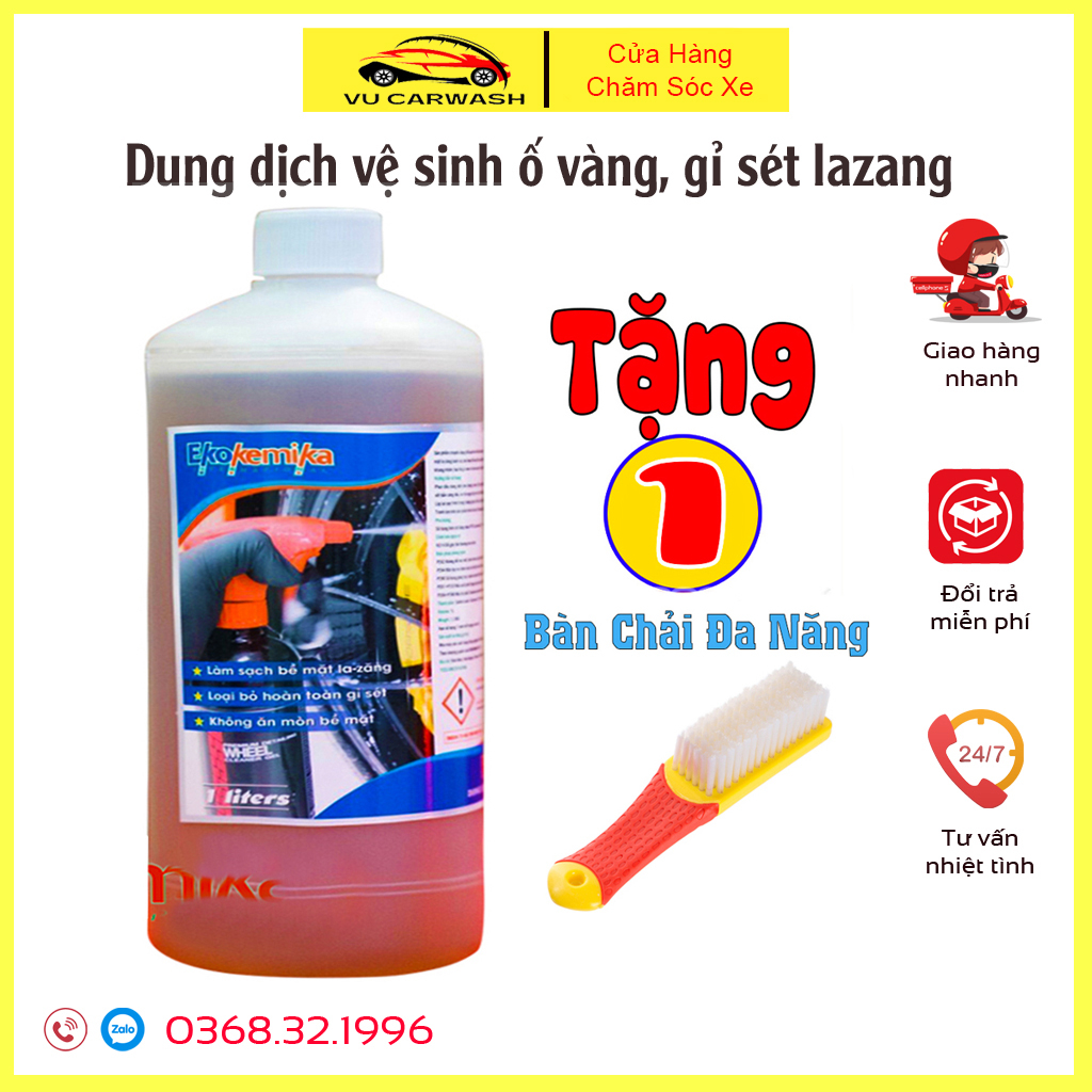 Dung Dịch Tẩy Ố Vàng, Gỉ Sét Lazang, Mạ Crom Ô tô, Xe Máy Perlega Ekokemika - 1L(chính hãng)TẶNG KHĂN LAU ĐA NĂNG