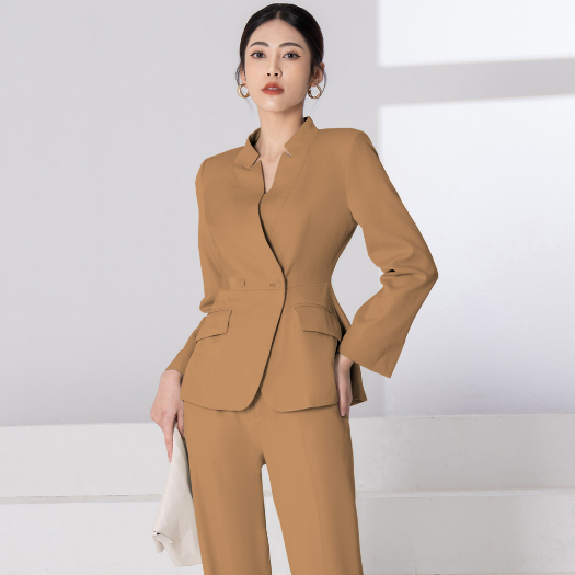 Áo vest nữ HeraDG cổ đứng giao khuy ôm eo thanh lịch chất tuysi cao cấp WTBB2008A