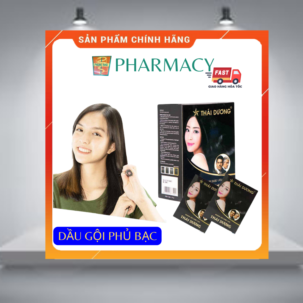 Dầu gội phủ bạc màu đen Thái Dương cho mái tóc đen bóng tự nhiên- hộp 5 gói