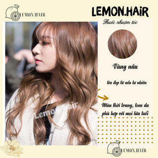 Thuốc nhuộm tóc màu vàng nâu+ tặng kèm trợ dưỡng (7/44) - lemon.hair