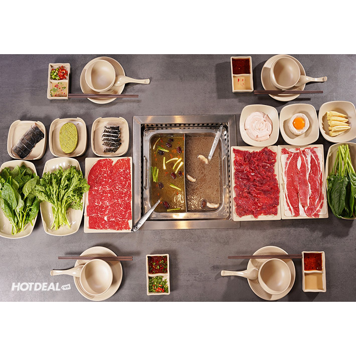 HCM [E-Voucher] 48 Hot Pot- Buffet Lẩu Bò Mỹ, Hải Sản Trung Hoa Cao Cấp