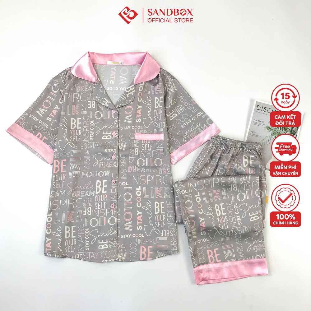 Đồ bộ nữ SANDBOX Pijama lửng chất Lụa Latin cao cấp áo cộc tay quần lửng họa tiết tinh tế BLL23003