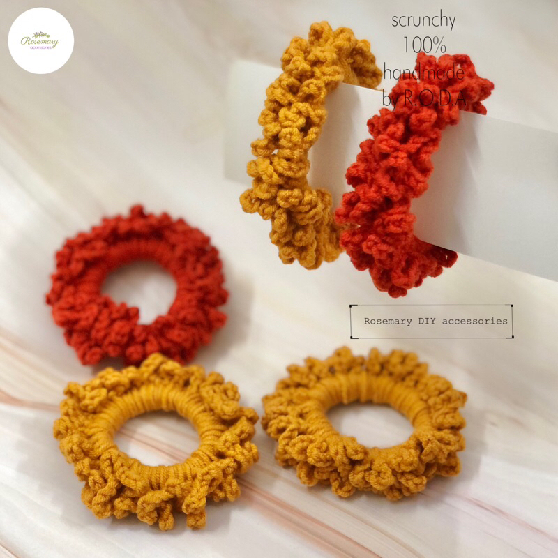 Set 2 dây cột tóc nữ - Scrunchies - Dây Cột Tóc len cotton mềm mại-size L 100% Handmade