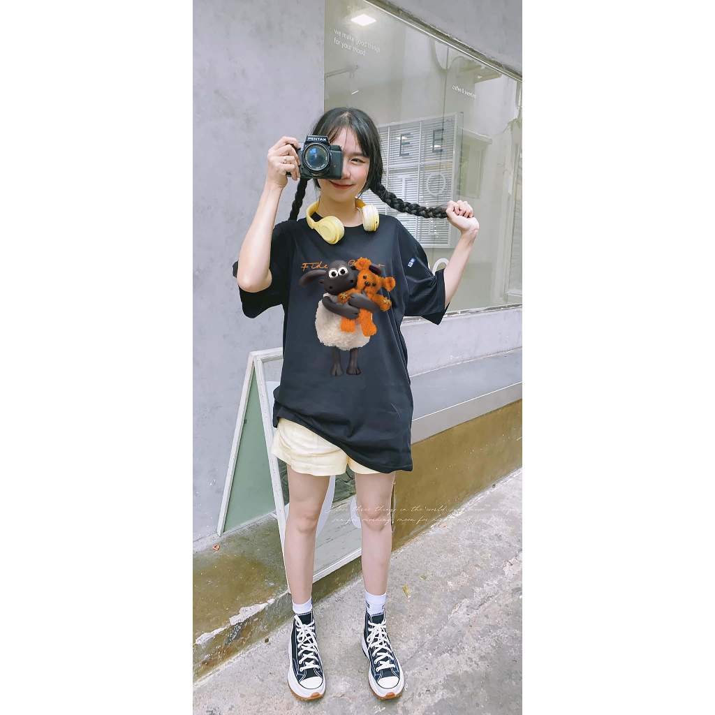 Áo thun FIDE Cừu Shaun, Áo phông trơn nam nữ cổ tròn unisex SHAUN 05