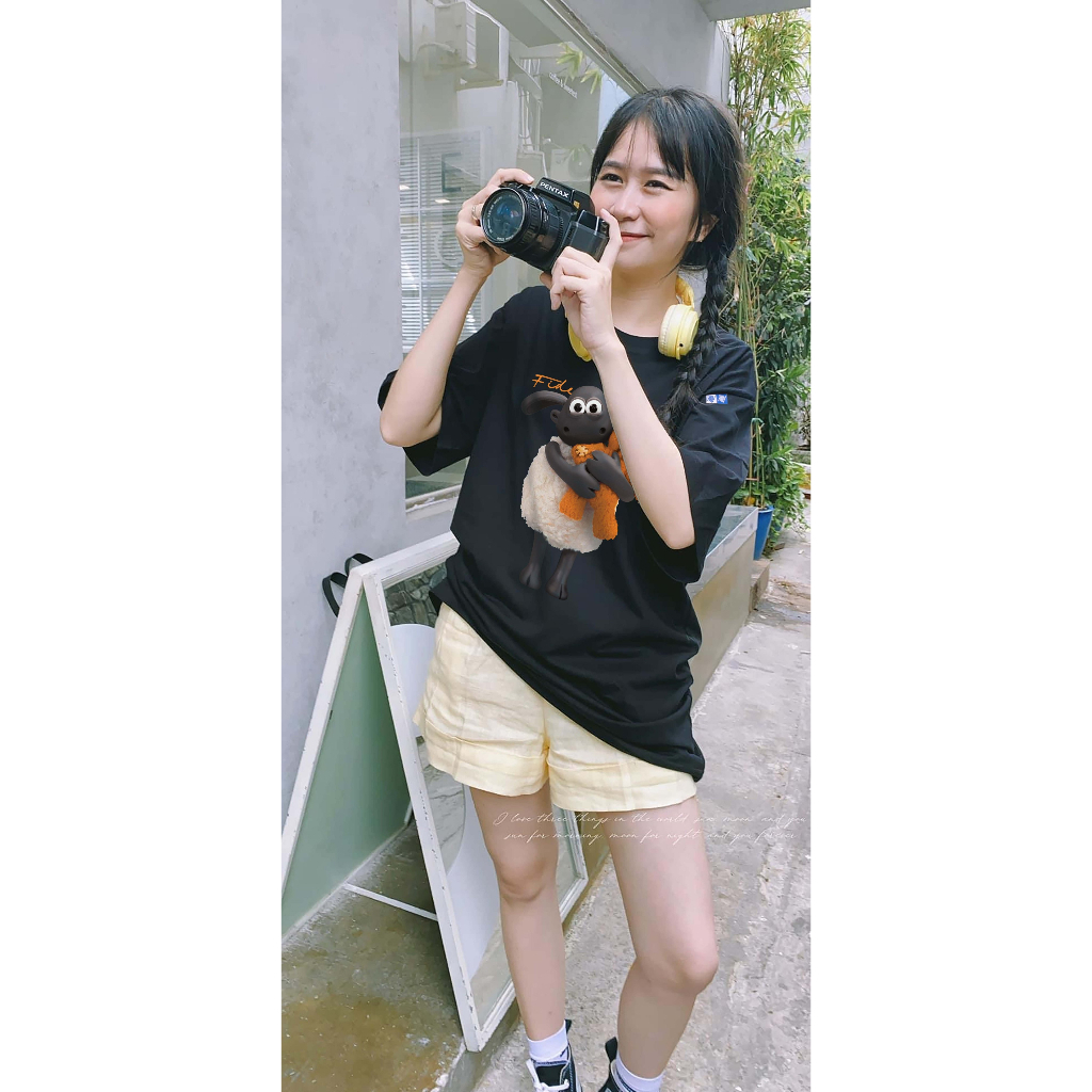 Áo thun FIDE Cừu Shaun, Áo phông trơn nam nữ cổ tròn unisex SHAUN 05