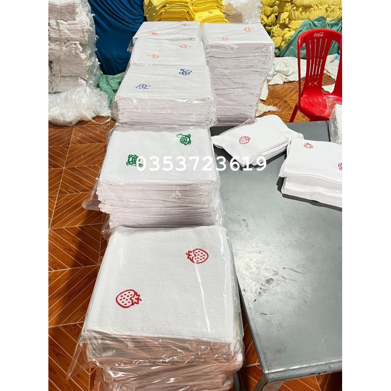 SET 50 KHĂN MẶT KÍ HIỆU CHO BÉ MẦM NON SIZE 30X30CM LOẠI MỀM