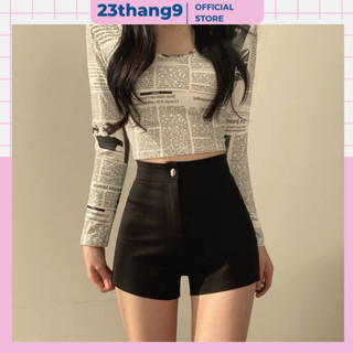 Quần short nữ , quần sooc nữ lưng cao màu đen màu trắng khoá trước dance dáng ôm vải Umi Hàn dày dặn co giãn 4 chiều