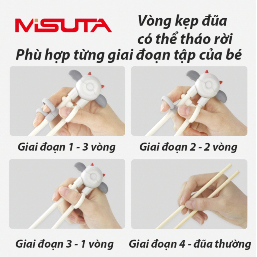 Đũa Tập Ăn Dặm Cho Bé Hình Con Ong, Đũa Misuta Chất Liệu ABS Có Quai Cầm Chống Rơi An Toàn Khi Sử Dụng Lamkids