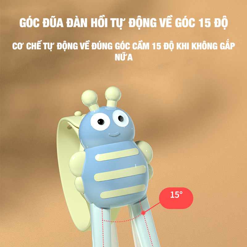 Đũa Tập Ăn Dặm Cho Bé Hình Con Ong, Đũa Misuta Chất Liệu ABS Có Quai Cầm Chống Rơi An Toàn Khi Sử Dụng Lamkids