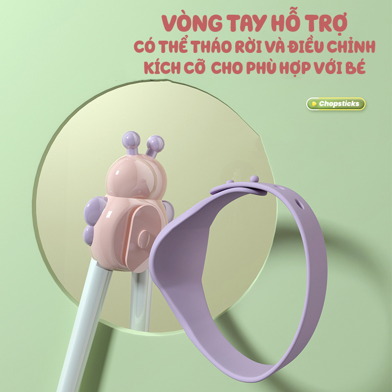 Đũa Tập Ăn Dặm Cho Bé Hình Con Ong, Đũa Misuta Chất Liệu ABS Có Quai Cầm Chống Rơi An Toàn Khi Sử Dụng Lamkids